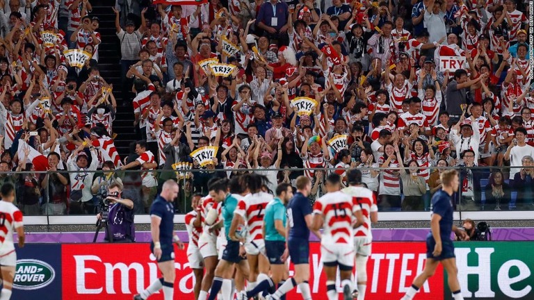 日本がスコットランドに勝利し、決勝トーナメント進出を決めた/ODD ANDERSEN/AFP/AFP via Getty Images