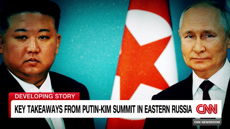 ロシアのプーチン大統領（右）が北朝鮮と「良い隣人関係」を築いていくとの考えを強調