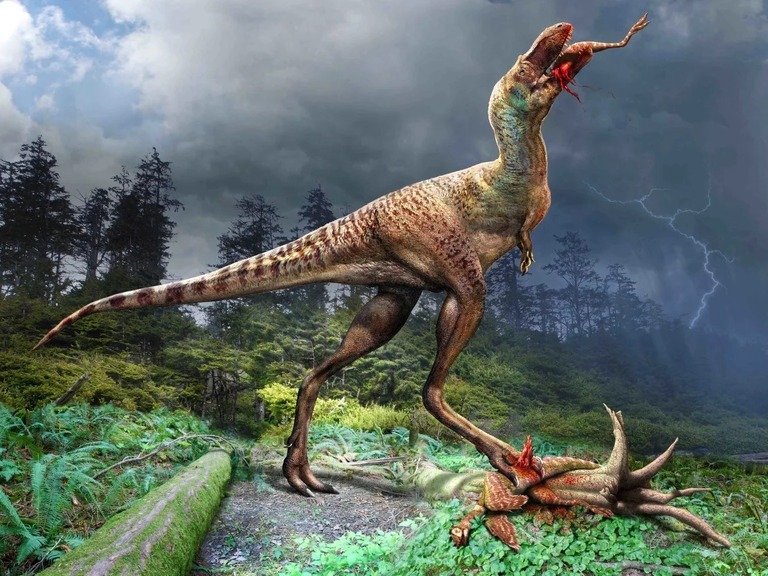 ゴルゴサウルスがシチペスを捕食した際のイメージ図/Julius Csotonyi/Royal Tyrrell Museum of Palaeontology