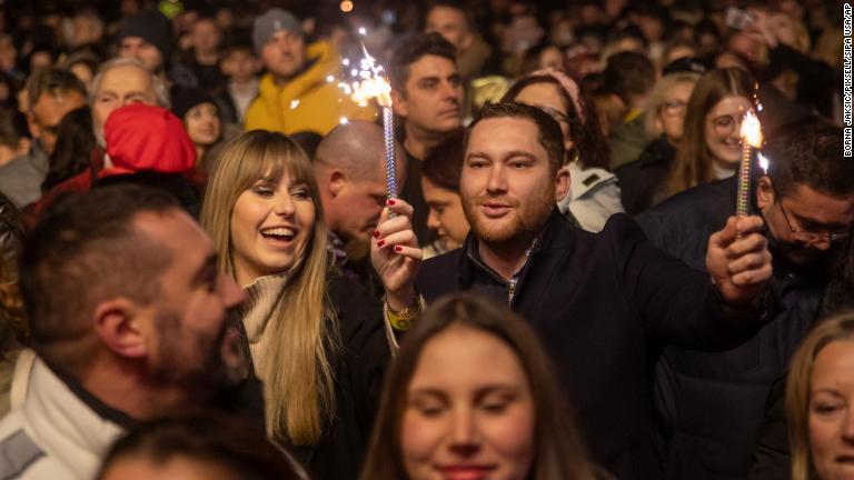 新年を祝う人々＝クロアチア/Borna Jaksic/Pixsell/Sipa USA/AP