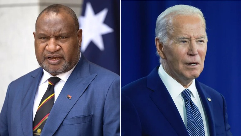 パプアニューギニアのマラぺ首相（左）とバイデン大統領/Getty Images